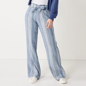SO Juniors XS High Rise Wide Leg Blue and White Striped Pants